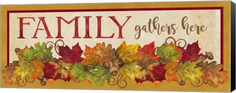 Framed Fall Harvest Family Gathers Here sign Print