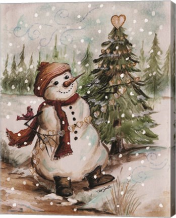 Framed Country Snowman I Print