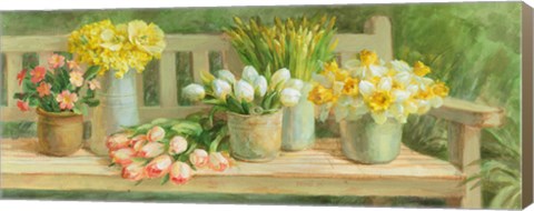 Framed Spring Garden Bench Print