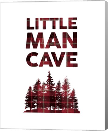Framed Little Man Cave - Trees Red Plaid Print