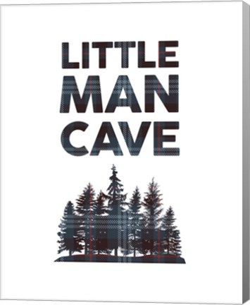 Framed Little Man Cave - Trees Blue Plaid Print