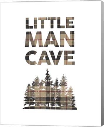 Framed Little Man Cave - Trees Tan Plaid Print