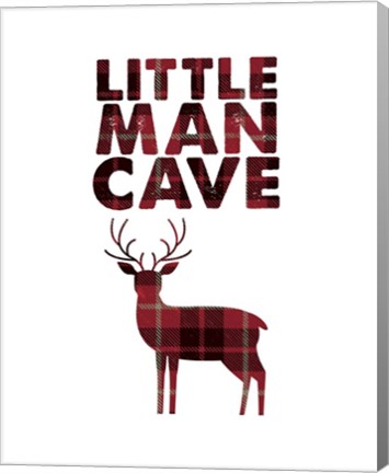 Framed Little Man Cave - Deer Red Plaid Print