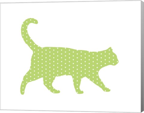 Framed Dot Pattern Cat - Green Print