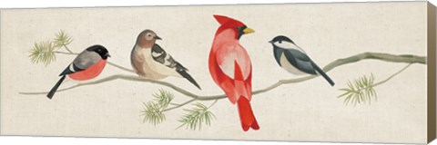 Framed Festive Birds Panel I Linen Print