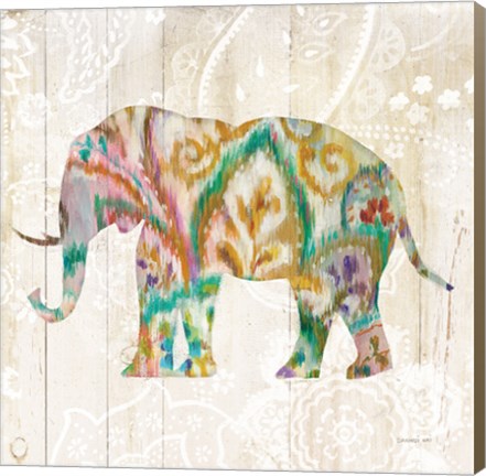 Framed Boho Paisley Elephant II v2 Print