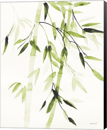 Framed Bamboo Leaves V Green Print