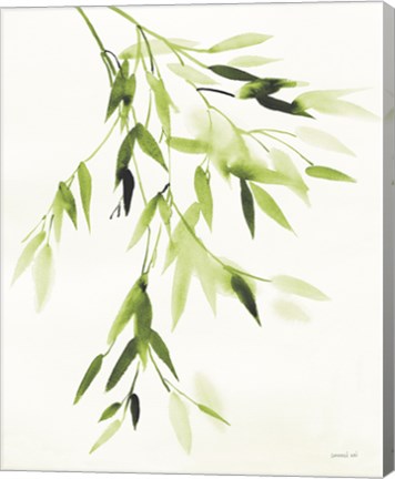 Framed Bamboo Leaves IV Green Print