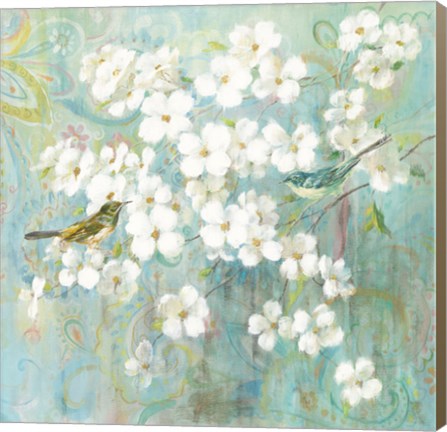 Framed Spring Dream II Teal Bird Print