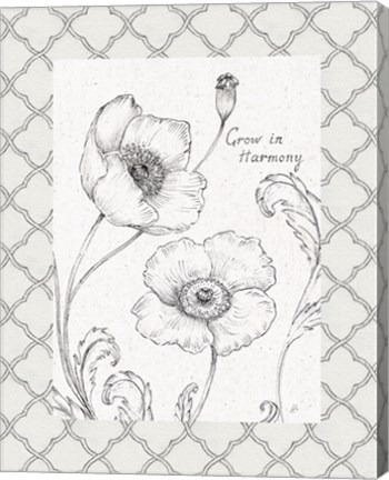 Framed Blossom Sketches Words I Border Print