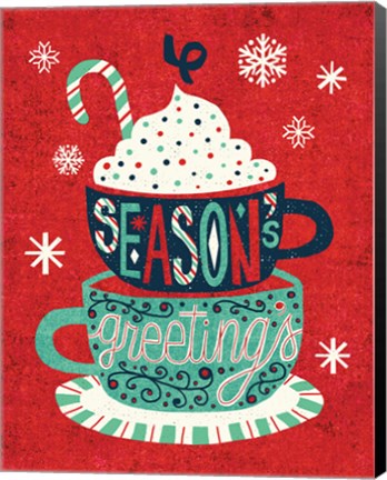 Framed Festive Holiday Cocoa Seasons Greetings Print