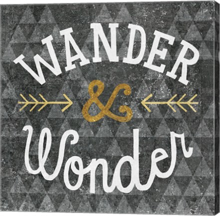 Framed Mod Triangles Wander and Wonder Gold Print