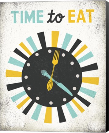 Framed Retro Diner Time to Eat Clock Print