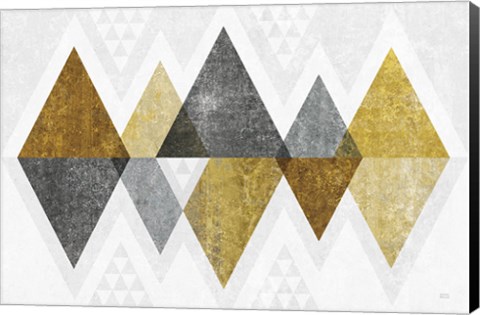 Framed Mod Triangles II Gold Print