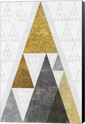 Framed Mod Triangles III Gold Print