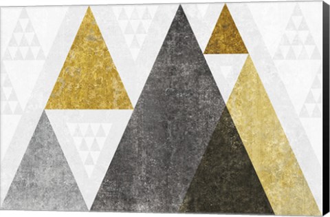 Framed Mod Triangles I Gold Print