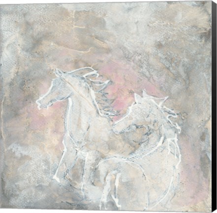 Framed Blush Horses I Print