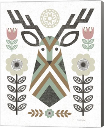 Framed Folk Lodge Deer II Hygge Print