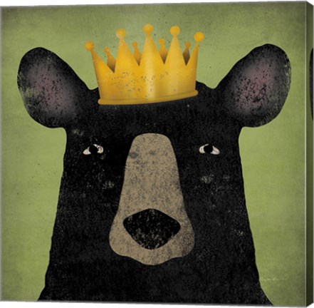 Framed Black Bear with Crown Print