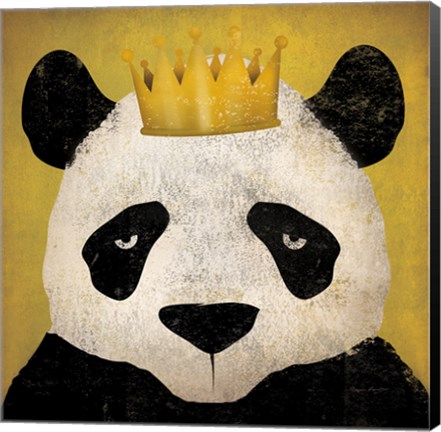 Framed Panda with Crown Print