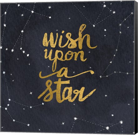 Framed Starry Words Gold - Wish Upon A Star Print