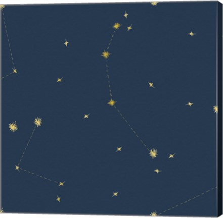 Framed Night Sky Navy and Gold Pattern 05A Print