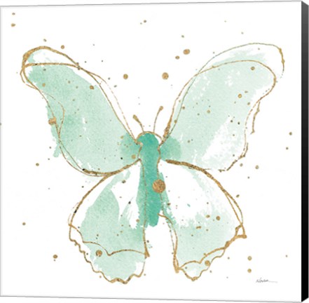 Framed Gilded Butterflies II Mint Print