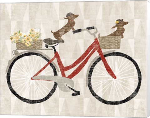 Framed Doxie Ride ver I Red Bike Print