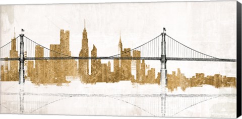 Framed Bridge and Skyline Gold Print