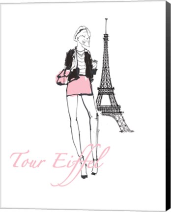 Framed French Chic I Pink on White Print