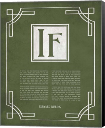 Framed If by Rudyard Kipling - Ornamental Border Green Print