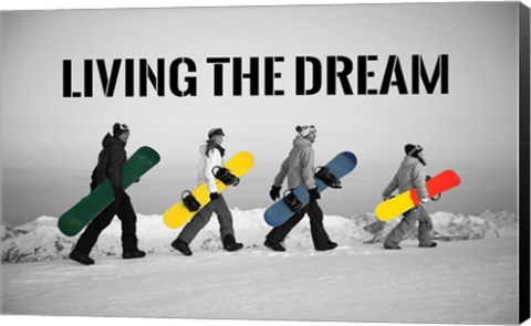 Framed Living The Dream - Pop Of Color Snowboards Print