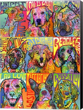 Framed Nine Up of Dogs Print