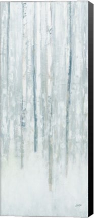 Framed Birches in Winter Blue Gray Panel II Print