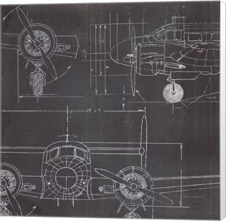 Framed Plane Blueprint III No Words Post Print