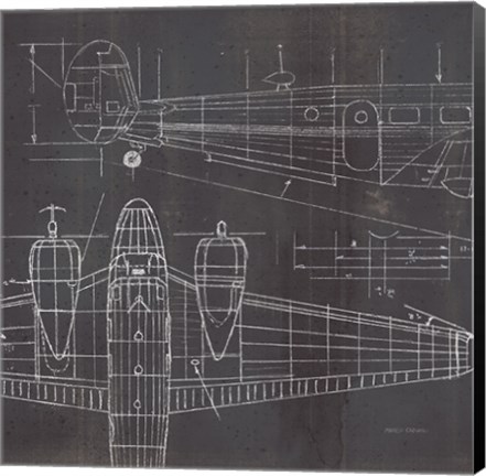 Framed Plane Blueprint II No Words Post Print