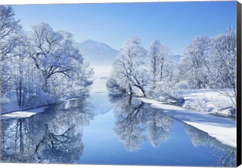 Framed Winter landscape at Loisach, Germany Print