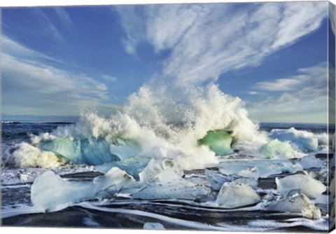 Framed Waves breaking, Iceland Print