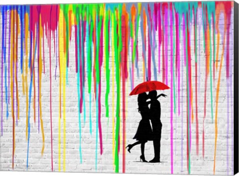 Framed Romance in the Rain Print