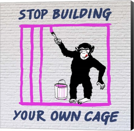 Framed Chimp in Cage Print