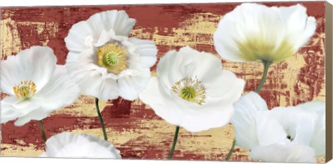 Framed Washed Poppies (Red &amp; Gold) Print