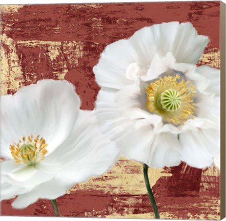 Framed Washed Poppies (Red &amp; Gold) I Print