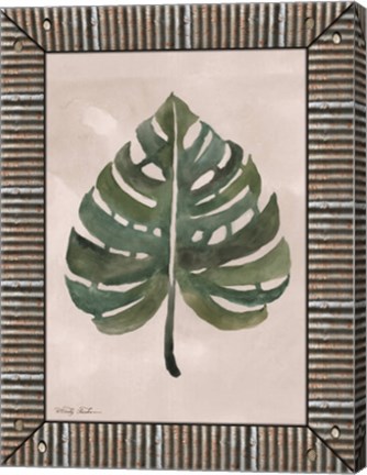 Framed Monstera Leaf Galvanized Print