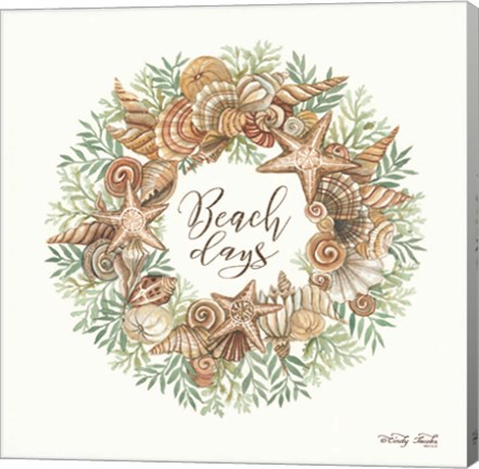 Framed Beach Days Shell Wreath Print