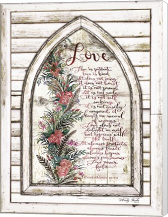 Framed Love is Patient Arch with Flowers Print