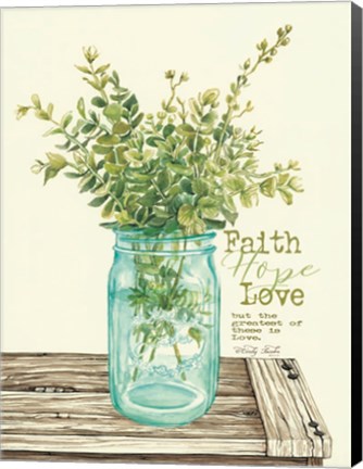 Framed Faith, Hope, Love and Eucalyptus Print