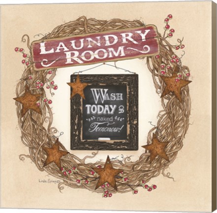 Framed Laundry Room Wreath Print