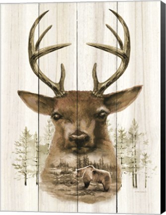 Framed Deer Wilderness Portrait Print