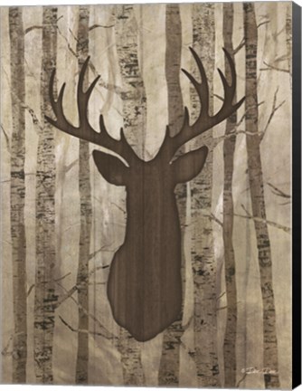 Framed Deer in Trees Print