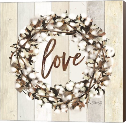 Framed Love Cotton Wreath Print